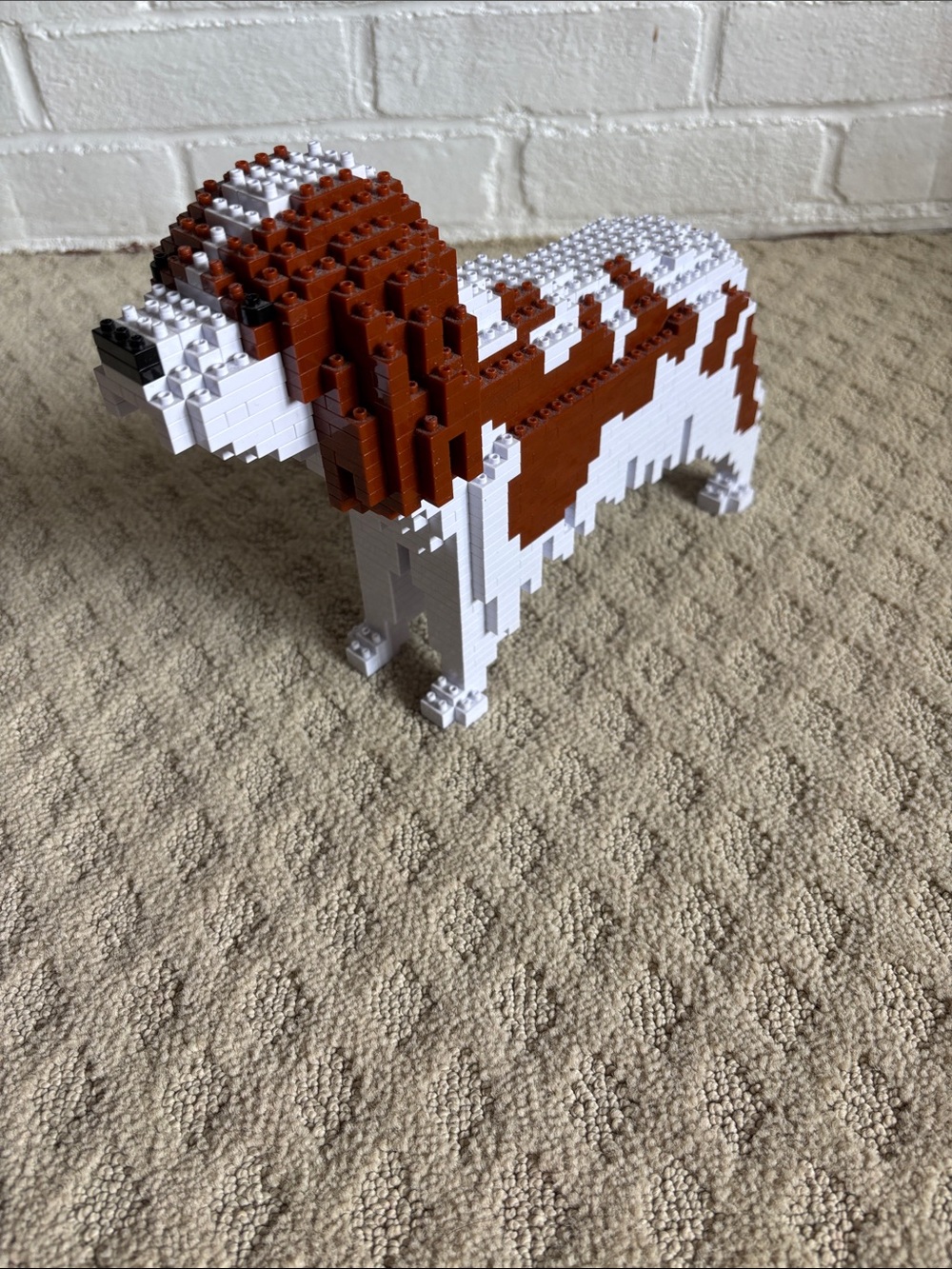 LEGO DOG Charles Spaniel White and Brown Dog Figurine Building Blocks Blenheim